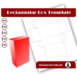 rectangular box template, gift box template, svg, dxf, pdf psd, png 8.5x11 sheet printable, shipping box, simple box