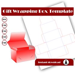 gift wrapping box template, baking box, svg, dxf, pdf psd, png 8.5x11 sheet printable, shipping box, storage box