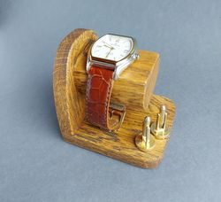 wood single watch stand/display/holder for men, dad, boyfriend, husband/