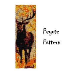 autumn deer peyote beading pattern, seed bead bracelet, beaded patterns pdf