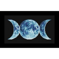 wicca moon + blue moon, set ot 2 cross stitch patterns 118x54, 55x54