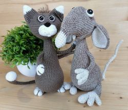 crochet pattern 2 in 1: cat and rat - digital patterns pdf format