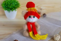 crochet toy cat is amigurumi toy. stuffed animal cat is cute handmade gift for cat lover.