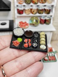 japanese food, realistic sushi and rolls for dollhouse, food for dolls, gift ideas, miniature, mini food, small food