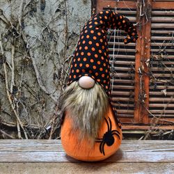 halloween gnome with spider, halloween decoration gnome, halloween outdoor decor, home decor, ghost gnome, gift idea