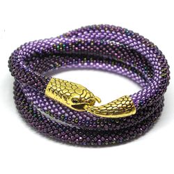 purple snake necklace, ouroboros, beaded choker necklace, gift idea for her, girlfriend birthday gift