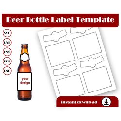 beer bottle label template, sticker label template, svg, dxf, pdf, psd, png, 8.5x11 sheet printable, wine template