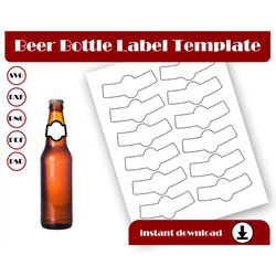 beer bottle neck label template, sticker label template, svg, dxf, pdf, psd, png, 8.5x11 sheet printable, wine template