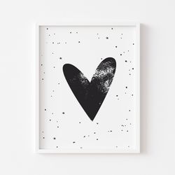 so cute heart print, simple heart poster, so cute black and white heart baby print, monochrome heart, so cute baby gift