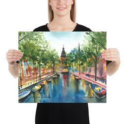 amsterdam art fine art print watercolor art cityscape artwork watercolor painting giclee print amsterdam poster