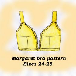 front closure bra sewing pattern, margaret, sizes 24-28, front clasp bra sewing pattern, front hook bra sewing pattern