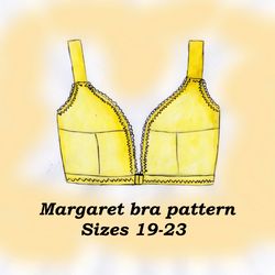 front closure bra pattern, margaret, size19-23, front clasp bra pattern, front opening bra pattern, wireless bra pattern