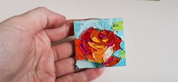 roses painting flower original art small impasto oil painting flower artwork 2 x 2 in by verafe