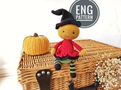 amigurumi pumpkin head doll crochet pattern. pdf amigurumi halloween doll pattern.