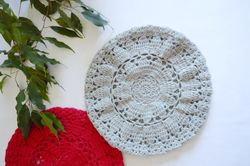 crocheted grey beret. summer beret hat