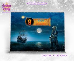 ahoy matey theme backdrop, pirate birthday, old pirate ship background