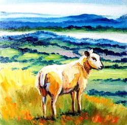 sheep painting animal original art brecon beacons national park painting