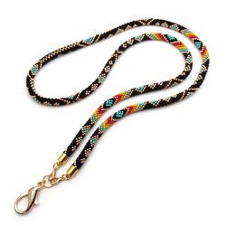 Teacher lanyard, Beaded lanyard for badge, Native American style, Eyeglass lanyard for women