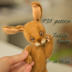 teddy bunny sewing pattern pdf 21 cm plushie toy handmade diy