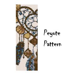 dreamcatcher peyote beading pattern, seed bead ethnic bracelet, tribal peyoted beaded patterns digital pdf