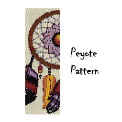 dreamcatcher bead peyote pattern, seed beading ethnic bracelet, tribal peyoted beaded patterns digital pdf