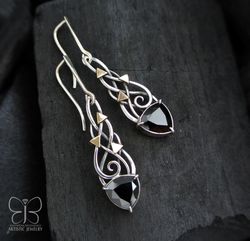 sterling silver earrings, elven earrings, cubic zirconia earrings