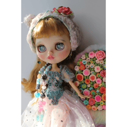 blythe doll custom ooak in a beautiful dress