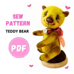 teddy bear pattern - figure stuffed animal, pattern pdf-teddy bear, teddy bear , animal pattern, bear pattern,