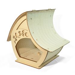 wooden bird feeder cradle for your garden with maple