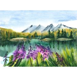 bolzano lake art watercolor art paper art print italy art mountain lake painting north italy artwork giclee print