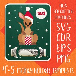 kangaroo christmas card, money holder template