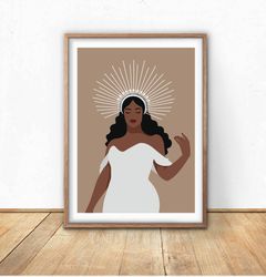 black queen art, printable wall art, african american woman in crown, black beauty poster, black girl art, boho art