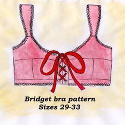 lace up bra pattern plus size, bridget, sizes 29-33, plus size bra pattern, linen bra pattern, cotton bra pattern