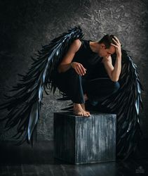 angel wings, black angel wings, cosplay wings, maleficent wings, black wings, demon wings, halloween wings