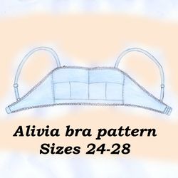 wireless bra pattern, alivia, size24-28, linen bra pattern, leisure bra pattern, sleep bra pattern, soft cup bra pattern