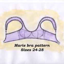 cotton underwire bra pattern, marie, sizes 24-28, foam cup bra pattern, wide strap bra sewing pattern, wired bra pattern