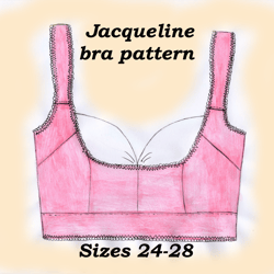 dance bra pattern, jacqueline, sizes 24-28, linen bra pattern, foam cup bra pattern, linen bra pattern, bra making