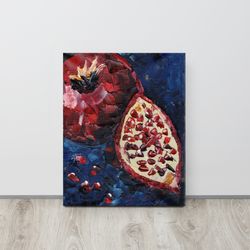 pomegranate art giclee print oil art canvas print still life art pomegranate print oil paiiting