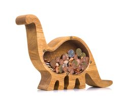 dinosaur piggy bank montessori wooden toy home adventure nursery decor unique baby shower christmas birthday kids gift
