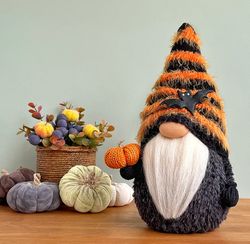 halloween gnome decor, autumn gnome decor, halloween pumpkin decoration,