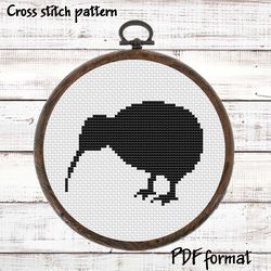 kiwi cross stitch pattern, silhouette cross stitch, new zealand bird pattern, cute kiwi bird, kiwi pattern, kiwi xstitch