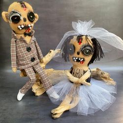 creepy doll , dark gothic wedding . halloween wedding gift ideas . halloween dolls .