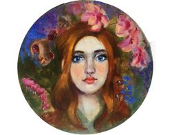 garden girl oil painting cottagecore artwork woman portrait