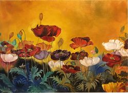 poppies oil painting flowers painting floral artwork