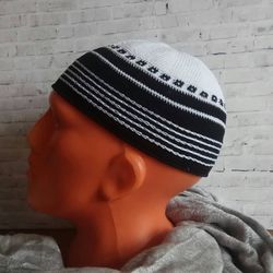 crochet tight bucket hat kufi skullcap for men, islam knit prayer hats