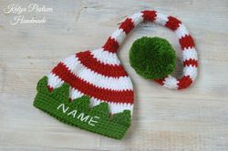 first christmas baby elf hat personalized beanie boy girl newborn infant toddler gender neutral cap photo prop xmas gift