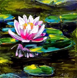 lotus painting water lily original art floral wall art