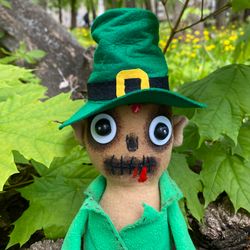 leprechaun doll for st patricks day  gift . shelf decor objects . macabre decor