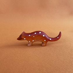 wooden spotted-tail quoll figurine (1pcs) - australian animals - natural toys - gift for kids