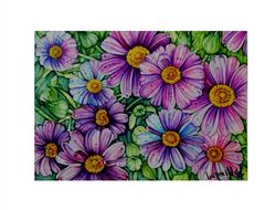 colored daisies painting original watercolor art work realistic floral still life original gift idea floral wallart